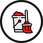 Icon of a bucket and a broom